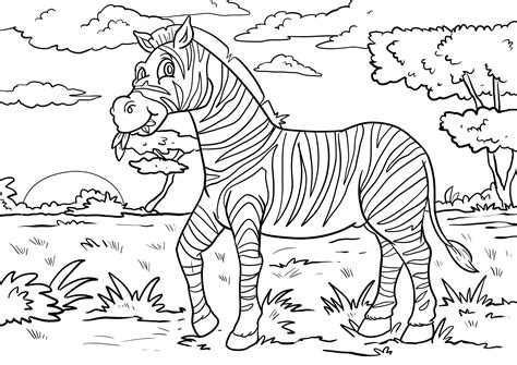 Kolorowanka Zebra Na Obiedzie Do Druku I Online