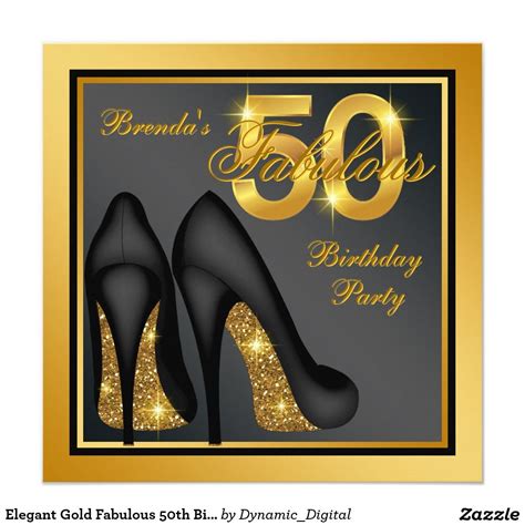 Elegant Gold Fabulous 50th Birthday Party Invitation 50th Birthday