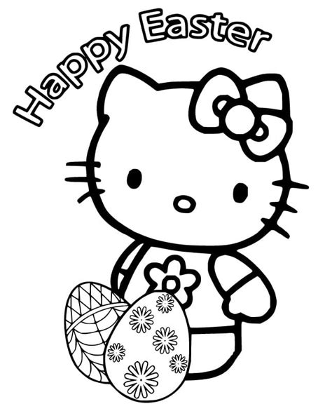 Happy Easter Hello Kitty Färbung Seite Kostenlose Druckbare