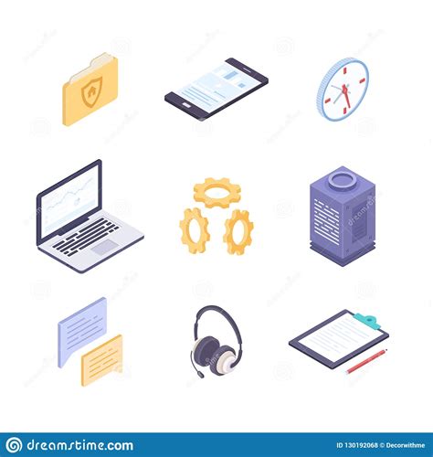 Business And Technology Modern Vector Colorful Isometric Elements