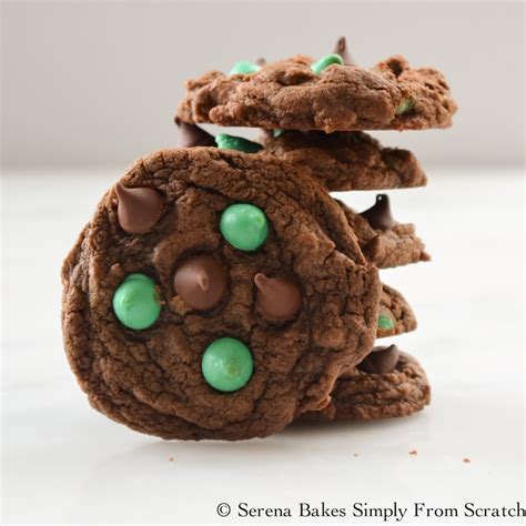 Double Chocolate Mint Chip Cookies Serena Bakes Simply From Scratch