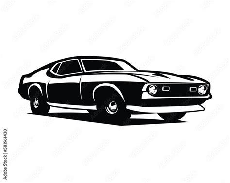 Premium Ford Mustang Mach 1 Car Vector Side Illustration Isolated Best