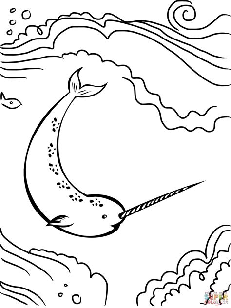 Gambar Narwhal Unicorn Sea Coloring Page Free Printable Click Pages