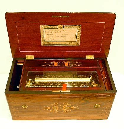 Antique petite cylinder music box, grain painted case, circa 1890. Antique Cylinder Music Boxes | Antique music box, Music box, Musical box