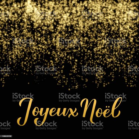 Joyeux Noel Calligraphy Hand Lettering On Shiny Gold Sparkles
