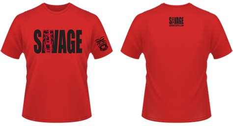 Savage T Shirt Red Wblack Lettering