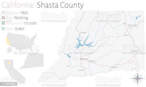 Peta Shasta County Di California Ilustrasi Stok Unduh Gambar Sekarang