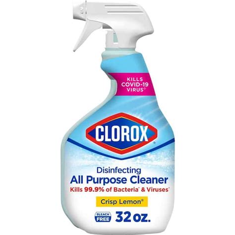clorox 32 oz crisp lemon scent bleach free disinfecting all purpose cleaner spray 4460060044