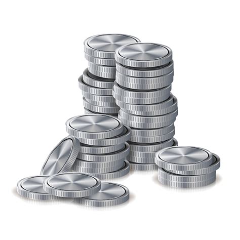 Silver Coins Stacks Vector Premium Download