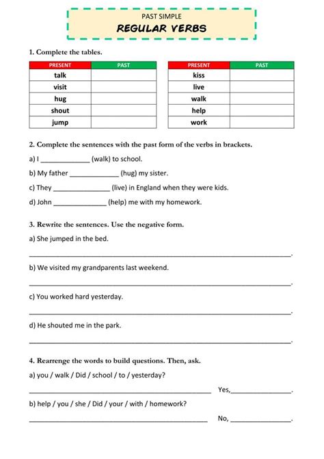 Past simple Regular Verbs worksheet for º primaria Agenda escolar para imprimir Ejercicios