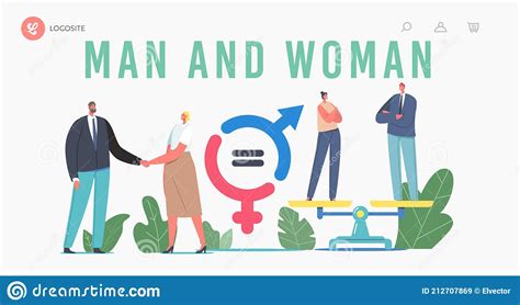 Gender Sex Equality And Balance Landing Page Template Male And Female Business Characters