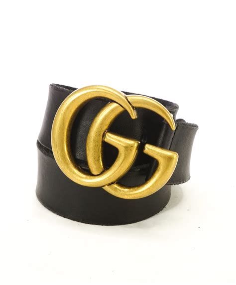 Gucci Leather Belt With Double Gold G Distressed Buckle 32w 80cm