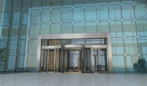 Automatic Revolving Door For Commercial Building Entrance 2 Wing Glass Revolving Door Large