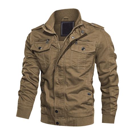 Buy Biylaclesen Cargo Coat Men Lightweight Cotton Jackets Stand Collar