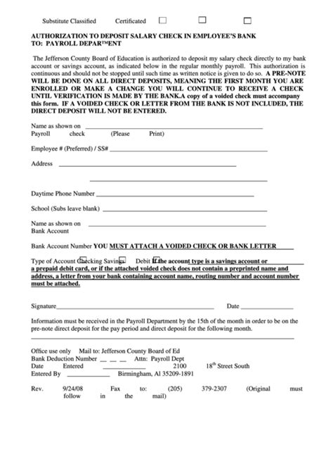 Here is a sample form plus important questions to ask. Fillable Authorization To Deposit Salary Check In Employee ...