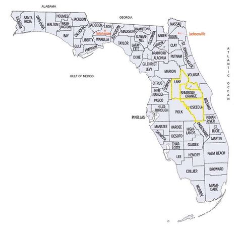 Mapa De Los Condados De Florida Y Del área Metropolitana De Orlando Download Scientific Diagram