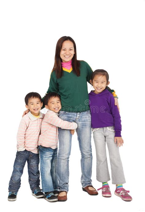 Asian Mother With Her Daughter And Son Stock Image Image Of Cute