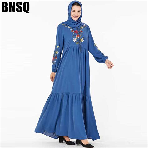 Bnsq Muslim Women Long Sleeve Hijab Dress Maxi Abaya Jalabiya Islamic Women Clothing Robe Kaftan