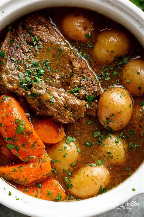 Roast steak sliced roast beef rib roast roast beef and potatoes carrots and potatoes dinner dishes roasted vegetables meat recipes good food. Slow Cooked Balsamic Pot Roast (Slow Cooker, Instant Pot or Oven) - Cafe Delites