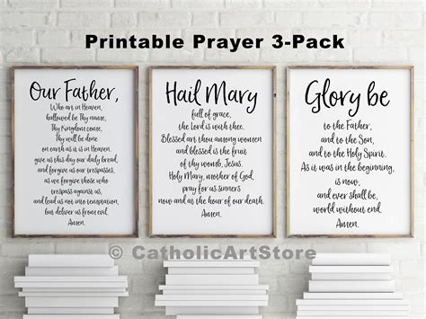 Our Father Hail Mary And Glory Be Printable 3 Prayer Pack Etsy In 2020