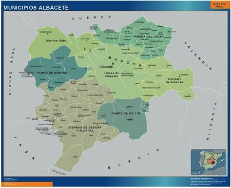 Municipios Albacete Tienda Mapas Posters Pared