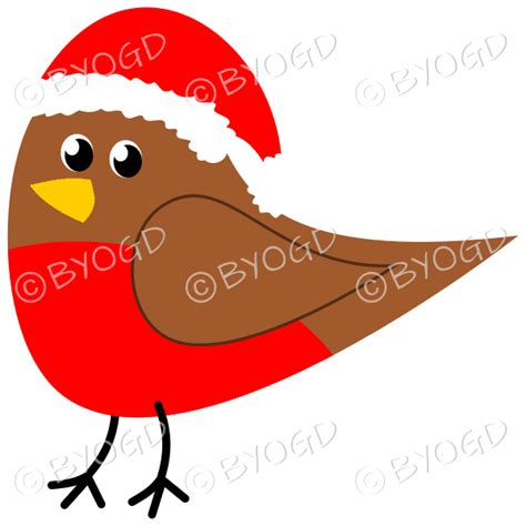 Christmas Robin Wearing A Red Santa Hat ⋆ Be Your Own Graphic Designer