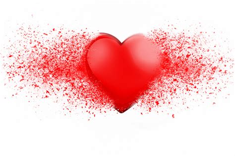 Shiny Red Heart Exploding In Thousand Pieces Stock Photo Download