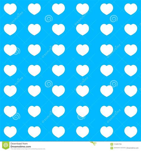 Lovely Simple Blue Background Design With Many White Hearts Stock