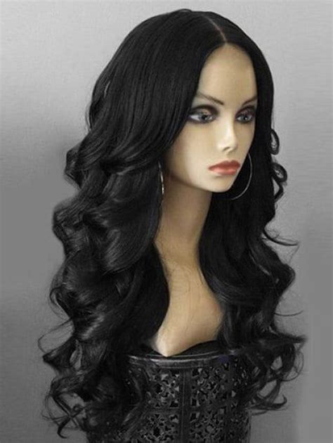Long Middle Part Body Wave Party Synthetic Wig Black Long Hair