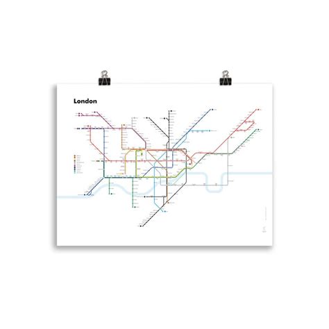 London Underground Map Poster White Background Minimalist Etsy