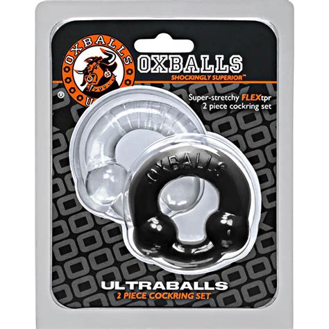 Oxballs Ultraballs 2 Pack Penis Ring Set 2 Black Clear