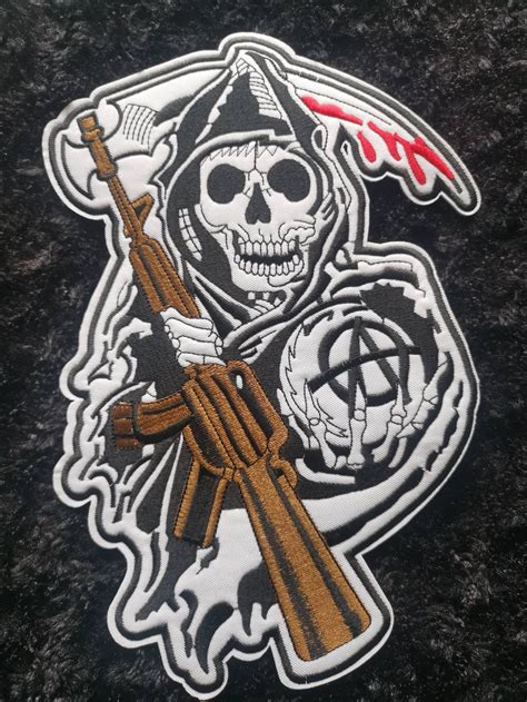 Sons Of Anarchy Skull Patch Soa Iron On Uk Delivery Etsy