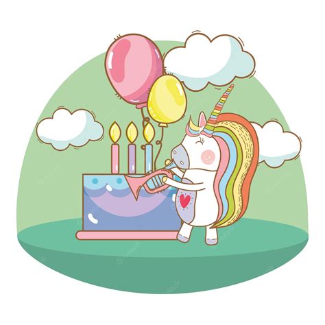 Premium Vector Happy Birthday Unicorn Cartoons