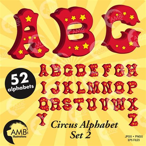 Circus Alphabet Circus Letters With Stars Circus Fonts Etsy