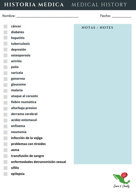 Medical History Chart Practice In Spanish For Doctors Nurses Medical