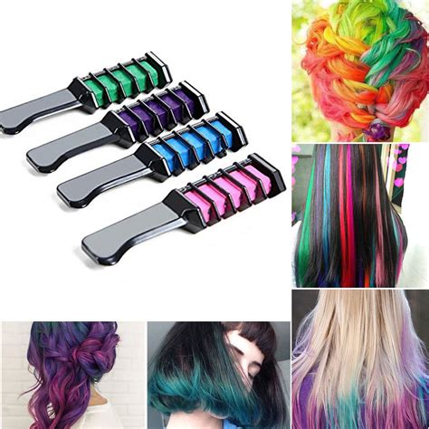 4 Colors Mini Hair Dye Comb Brush Temporary Chalk Powder Dyeing Tool