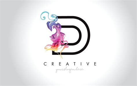 D Vibrant Creative Leter Logo Design With Colorful Smoke Ink Flowing