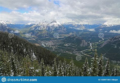 View At Banff And Bow River Valley Stock Photo Image Of Rockies