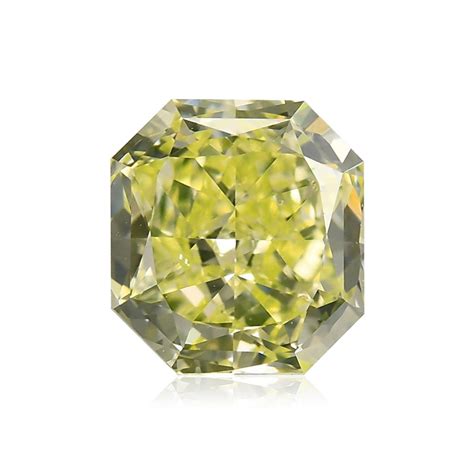 058 Carat Fancy Intense Yellow Green Diamond Radiant Shape Si1