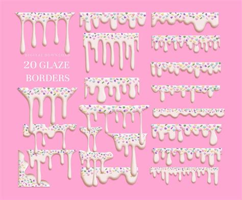 Ice Cream Drip Png Sprinkles Clipart White Dripping Border Etsy