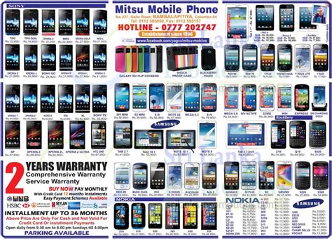 Not sure if you are choosing the right product? Mitsu Mobile Phone Smartphones & Mobile Phones Price List Offers 15 Sep 2013