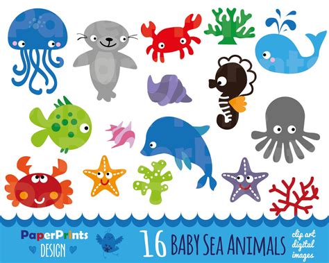 16 baby sea animals sea animals patterns sea animals | Etsy | Animal clipart, Sea animals, Clip art