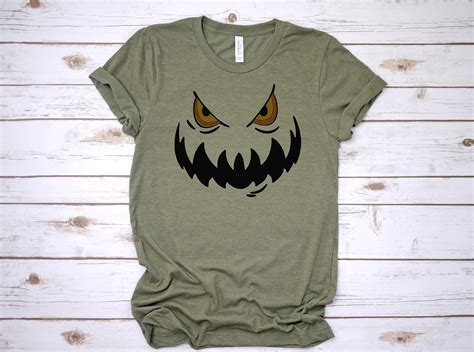 Scary Pumpkin Face Pumpkin Face Tshirt Creepy Halloween Tee Etsy