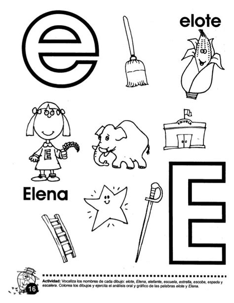 Activldad Vocaliza Los Nombres De Cada Dibujo Elote Elena Elefante