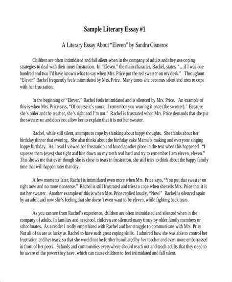 Writing About Literature Essay Sample