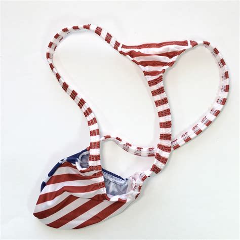 K403 P New Men String Thong Bulge Pouch T Back Star And Stripes Patriotic