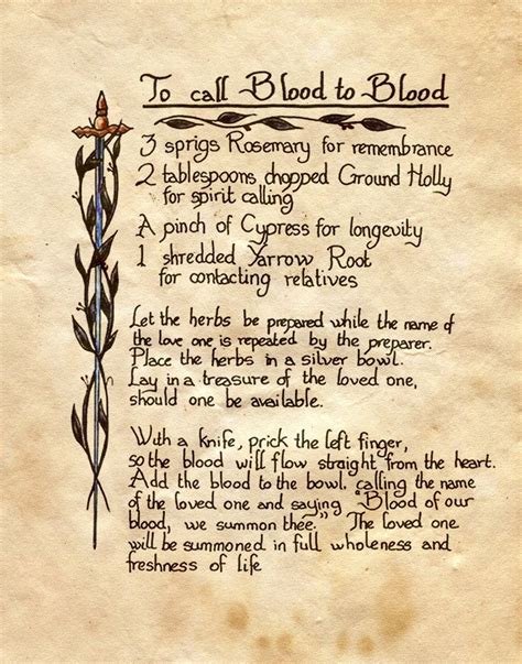 To Call Blood To Blood By Charmed Bos Witchcraft Spell Books Wiccan