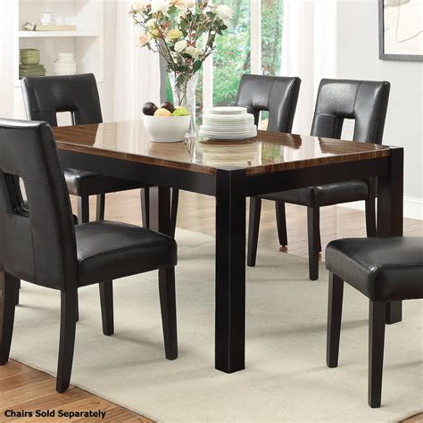 Constructed from hardwood solids and wood veneers, the set not only has timeless style but also long lasting durability. Coaster 103611 Black Wood Dining Table - Steal-A-Sofa ...