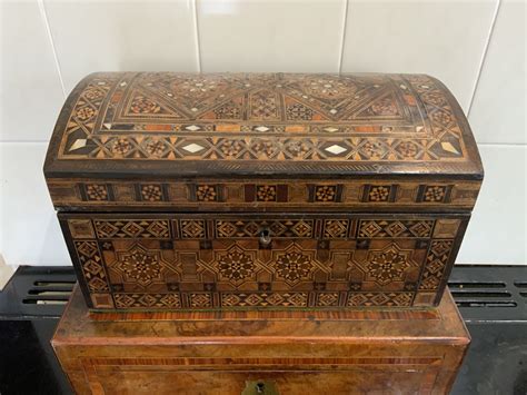 Antique Tunbridge Ware Box Stunning Work Antiquescouk