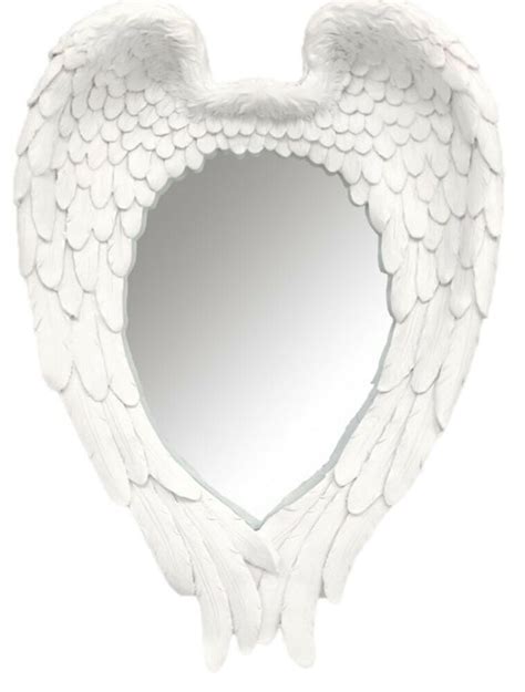 Large White Angel Wall Mirror 57cm Tall Beautiful Decor Mirror